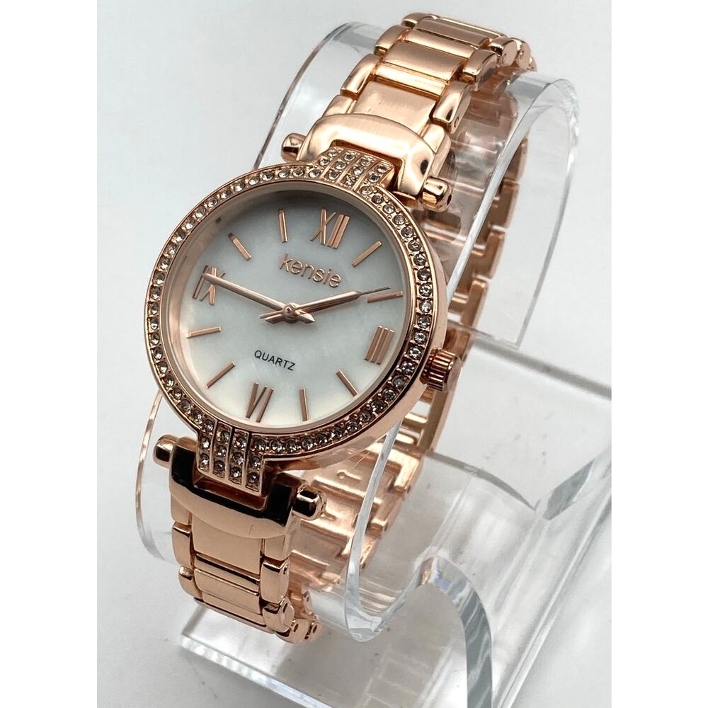 Kensie Rose Gold Pearl Like Dial Women's Watch 30mm - Fresh Battery Wrist 6.5"